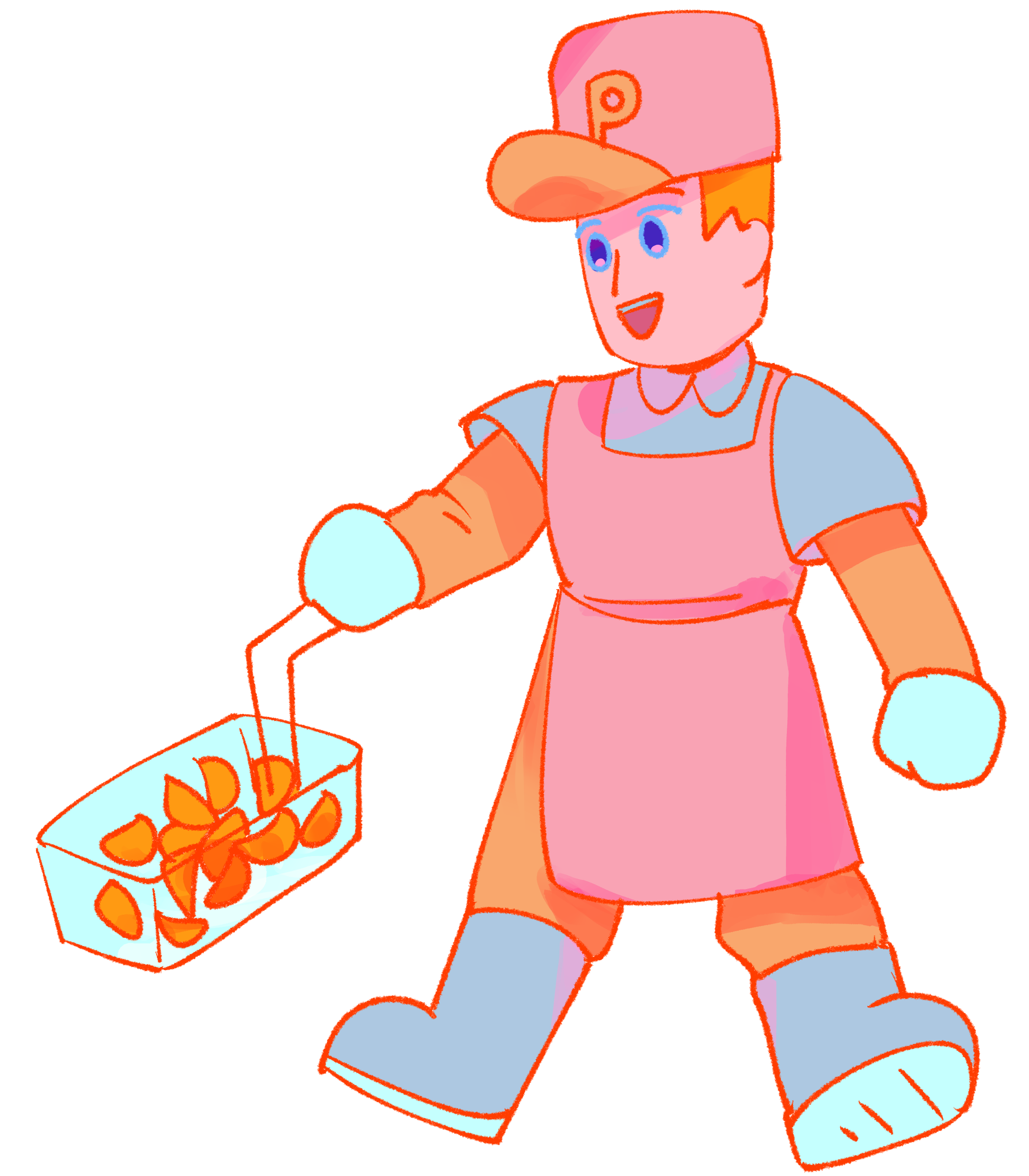 ポテトを揚げるキャラ